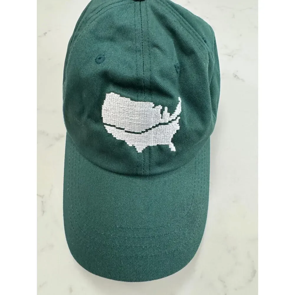 Yupoong Classics Baseball Hat Men's Green Cotton Cross Country United States Map